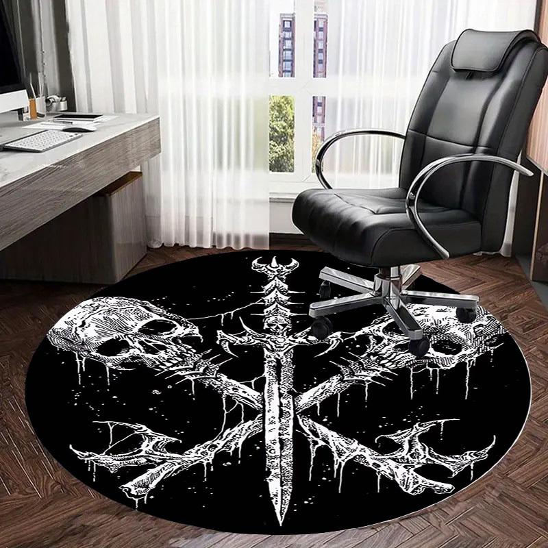 1pc Office Carpet Chair Mats Skulls and Crossbones Emblem Perfect for Decorating Office Chairs, Living Rooms, Or Bedrooms