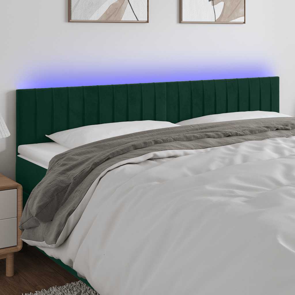 LED Headboard Dark Green 200x5x78 88 cm Velvet