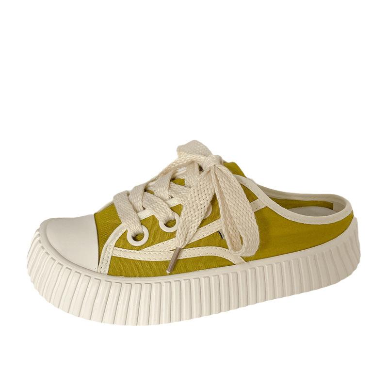 HY-1211 2025 summer mango head half tray canvas shoes women's summer versatile one-pedal lazy casual board shoes