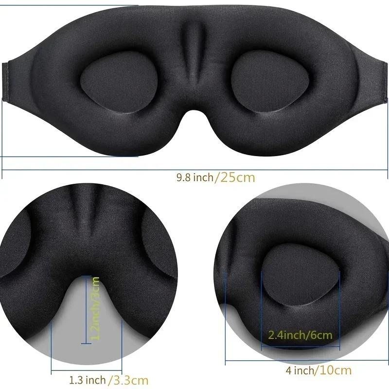Маска для сна 3D Contoured Eye Mask для мужчин и женщин - Мягкая, успокаивающая, комфортная, для путешествий, йоги, сна - Черная