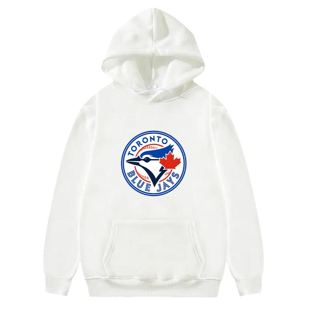 Худи с логотипом бейсбольной команды Toronto Blue Jays Модные свитшоты Осень Зима Худи-пуловер Свободные Одежда в стиле High Street Спортивная одежда