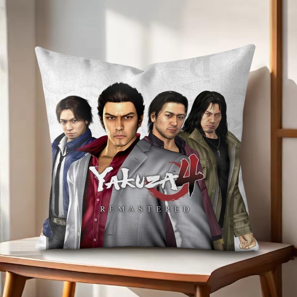 YYakuza Like a Dragon Cushion Cover Natural Linen Organic Fabric DoubleSided Printing Couch Pillow Covers Home Decor