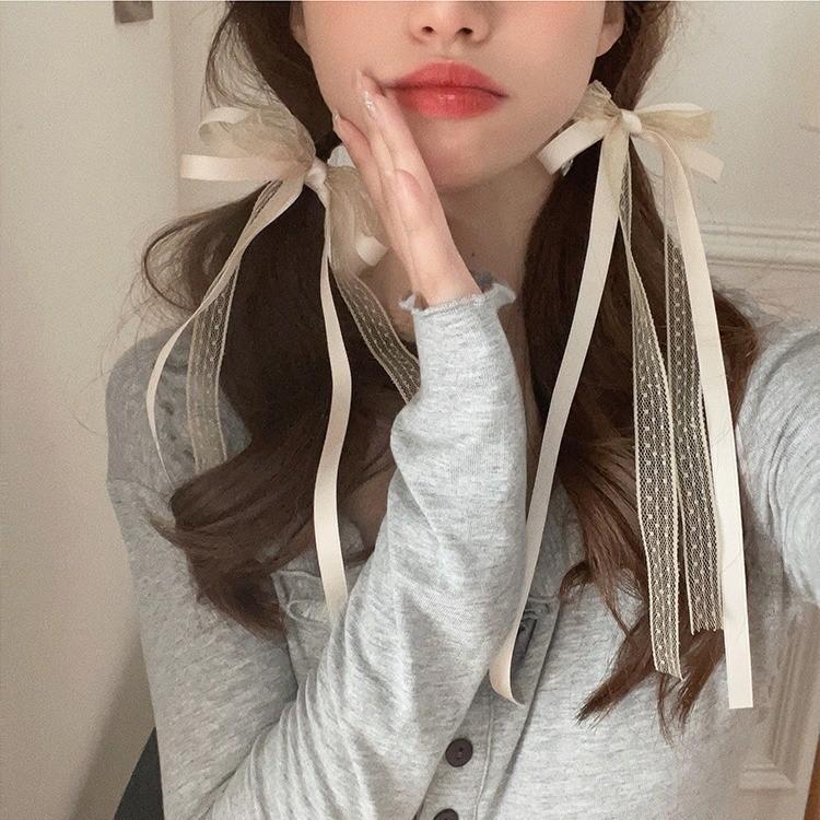 2pcs Sweet Lace Ribbon Hair Clip for Girl Chic Korean Bow Hair Pin for Children Braid  Hairclip Hair Styling Kids Headwear