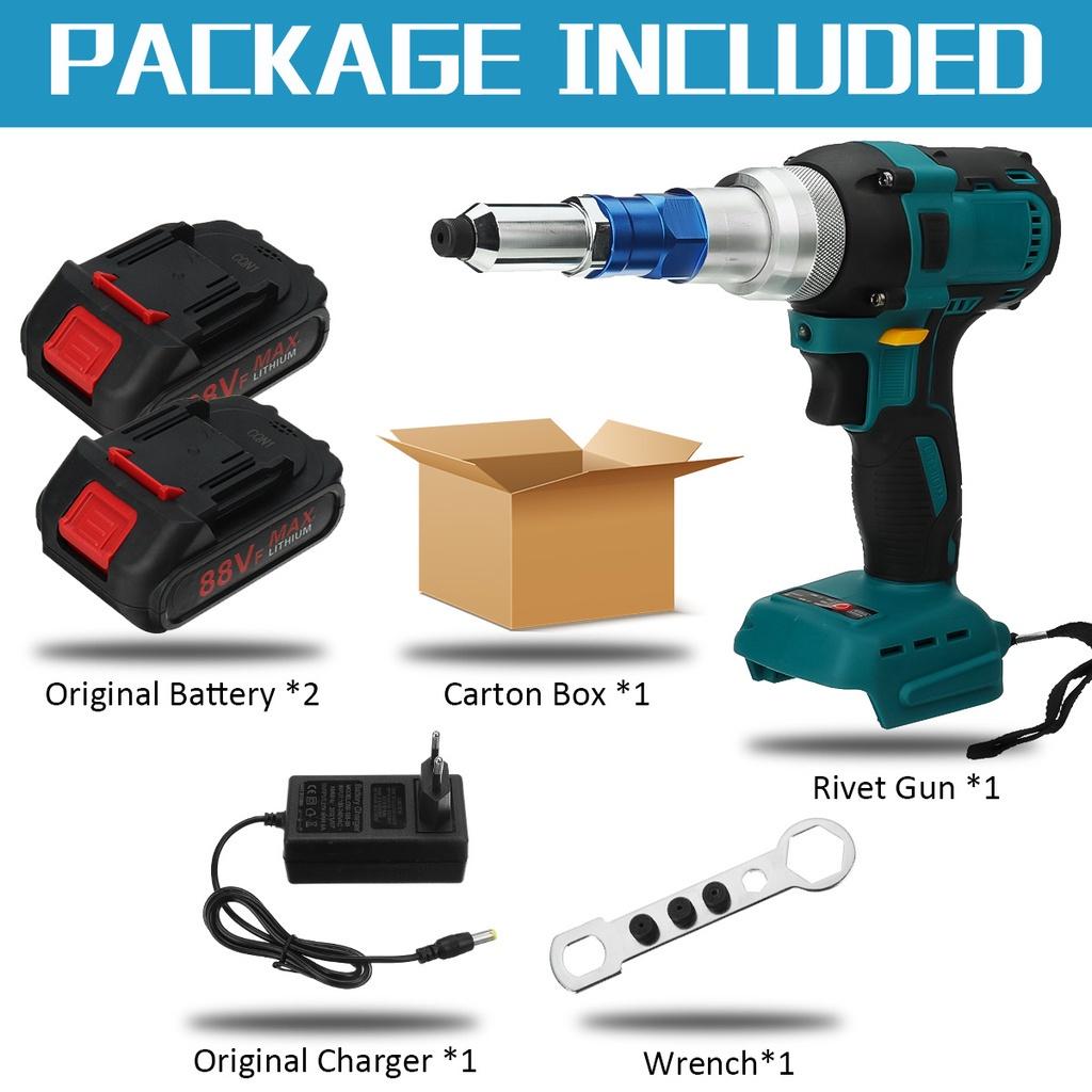 2.4~5.0mm 88VF Brushless Electric Rivet Gun Cordless Drill Insert Automatic Riveting Tool for Makita 18V Battery