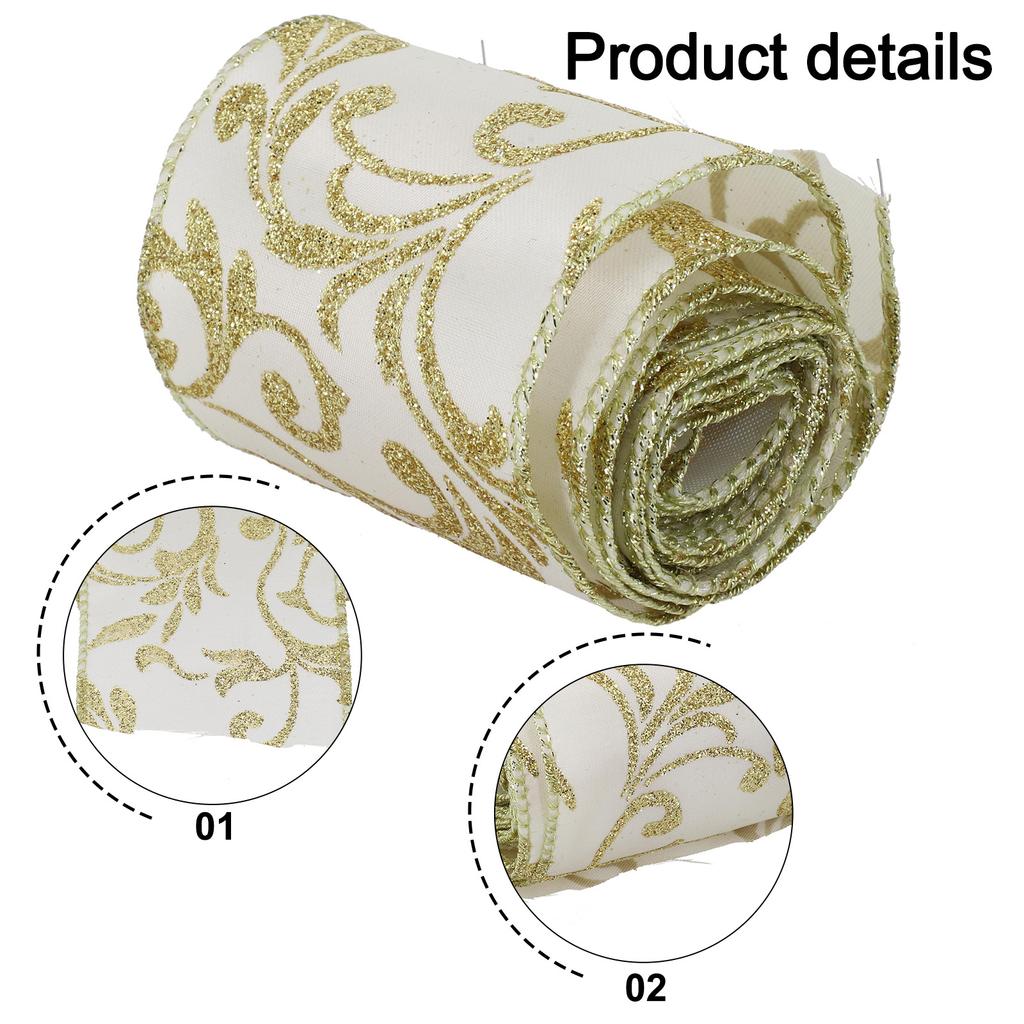 Очаровательная блестящая лента шириной 2,5 дюйма из прозрачной органзы с привлекательным золотым завитком для творческих проектов и торжеств