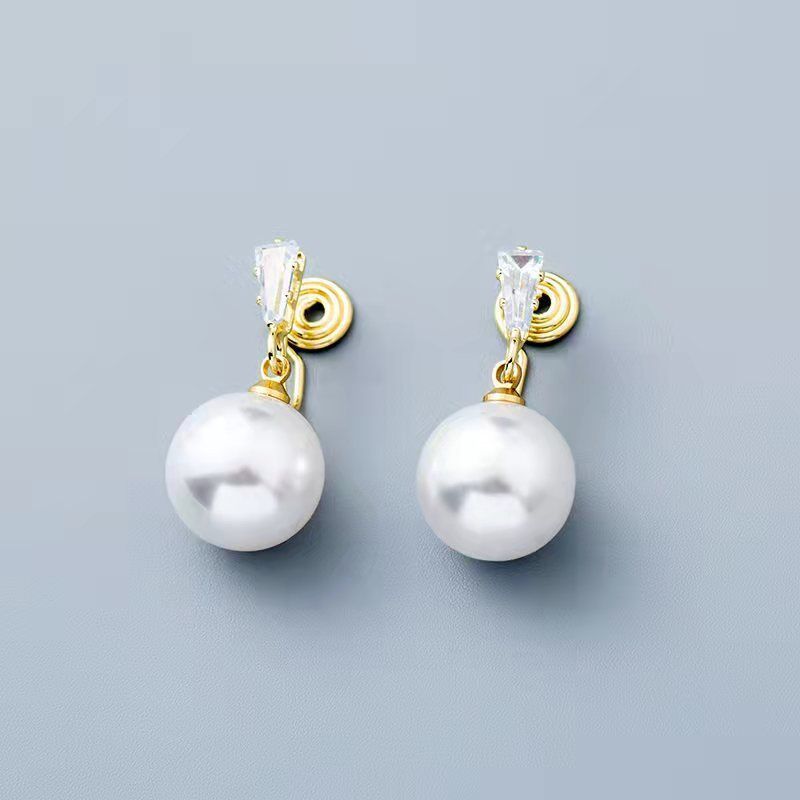 Модные серьги-клипсы с искусственным жемчугом, спираль от комаров, без пирсинга, со стразами, зажим для ушей, женские серьги