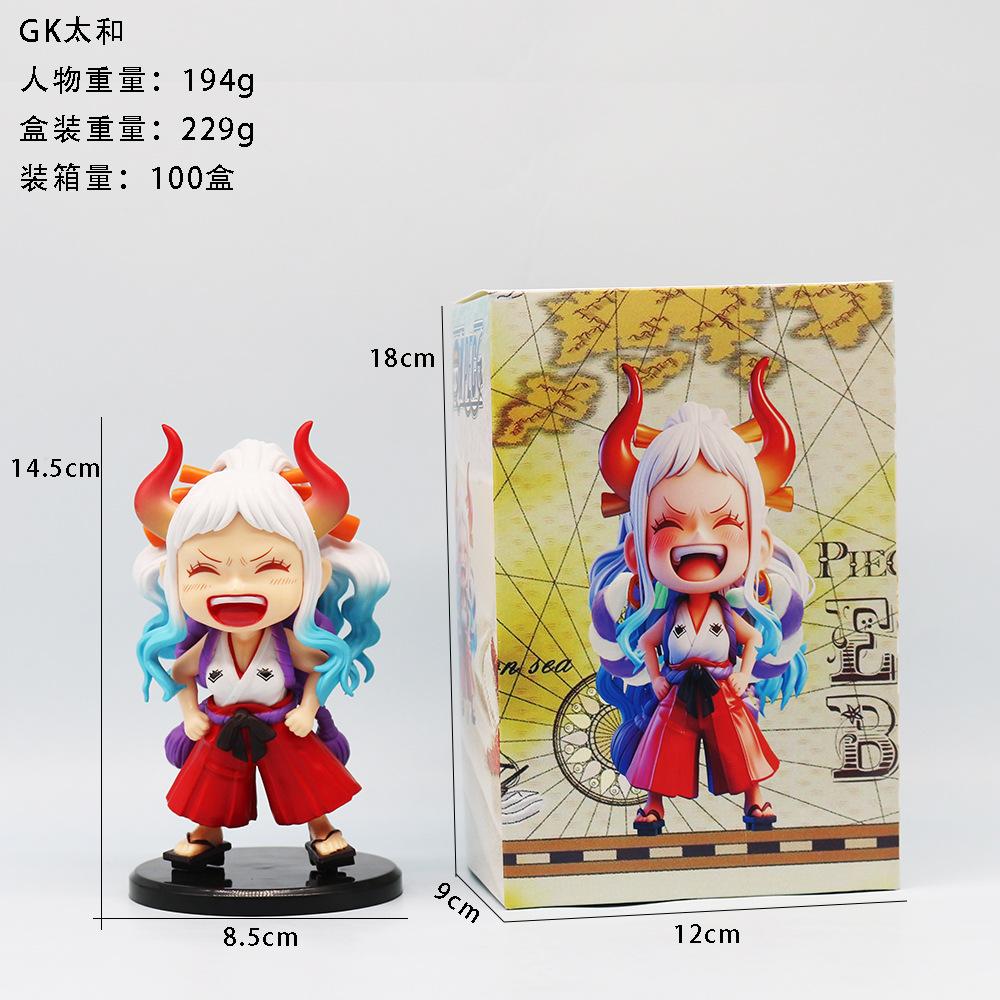 Ace & Yamato Anime Figure, Q Version Sitting Pose Laughing GK Statue, Cute Collectible Model Car Decor Gift