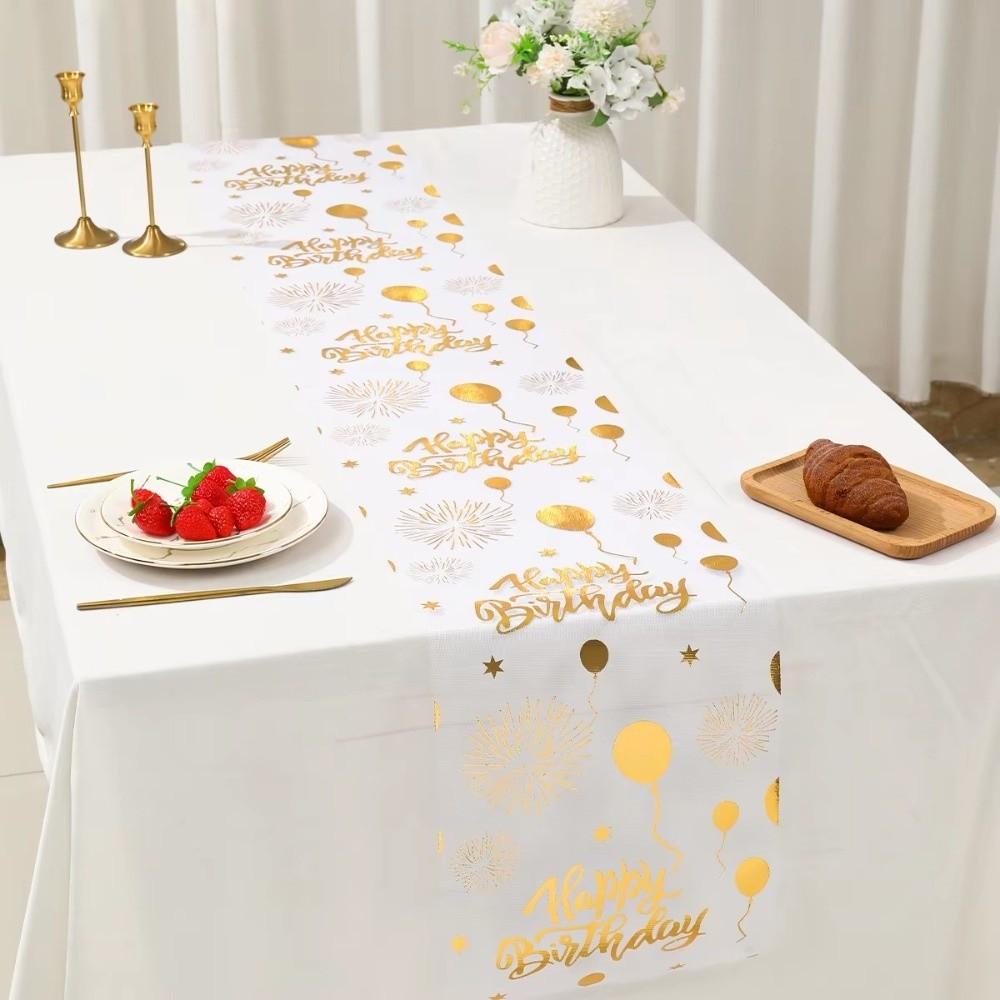 Balloon Design Black Gold Table Runner Washable Birthday Table Runner Dining Table