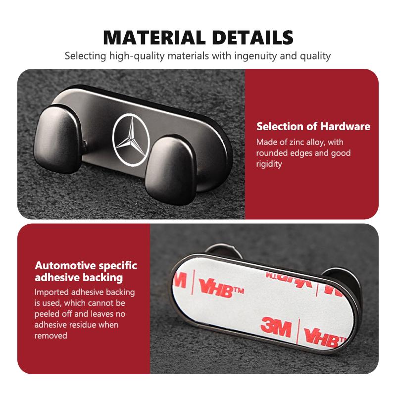 For Benz Zinc Alloy Car Hook Indoor Wall Hanger Sticker Hook Storage Accessories CITAN VITO SPRINTER CLS SLK Sport ML C200 C260 BW0