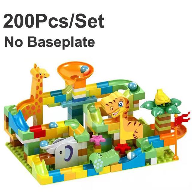 90-200PCS DIY Assembly Marble Race Run Big Block Construction Building Blocks Funnel Slide Bricks Educational Toys For