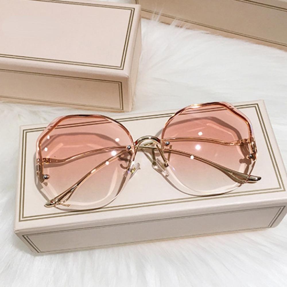 Роскошные круглые солнцезащитные очки с градиентом, женские металлические изогнутые дужки, очки Ocean, модные солнцезащитные очки без оправы, женские UV400