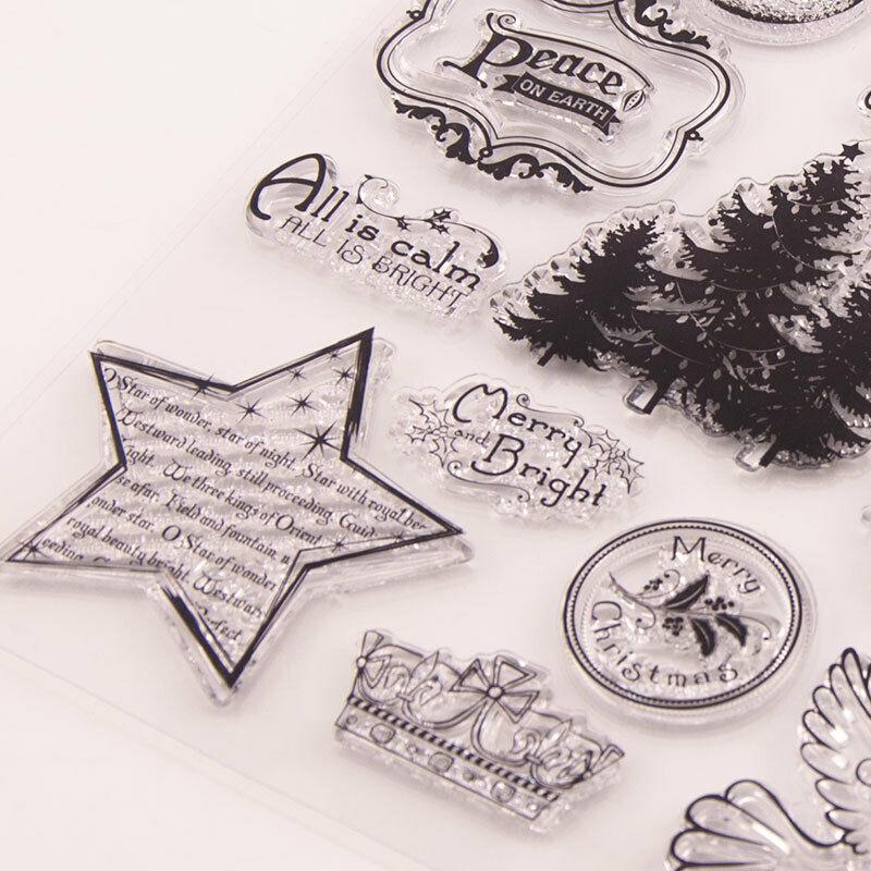 Merry Christmas Transparent Silicone Clear Stamps for Seal DIY Scrapbooking Album Paper Card Stamp Tree Garland Socks