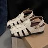 Ленивые плетеные босоножки на платформе Женские летние новые универсальные плетеные полые с мягкой подошвой модные римские босоножки женские