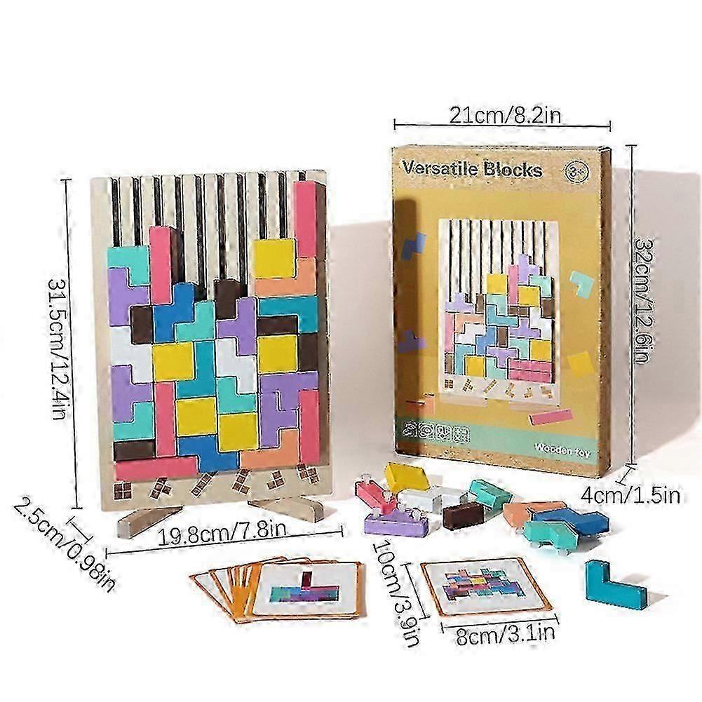 Educational 3D Block Puzzle Toys for Children Kindergarten, Engaging Wooden Puzzle Game for Kids Teens, for Motor Skills - KM
