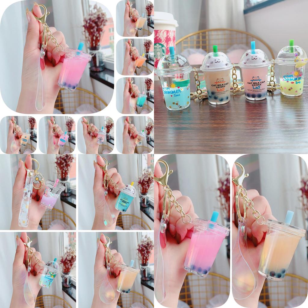 Adorable Cartoon Unicorn Boba Tea Acrylic Keychain Cute Gift For Friends And Couples