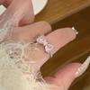 Lady Open Ring Adjustable Pin Cubic Zirconia Bow Shape Smooth Polished Finger Jewelry Daily Prom Party Knuckle Ring
