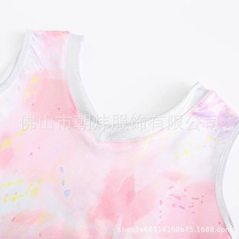 Girls Gymnastics Leotard With Short Pants Hair Accessory Set Dance Practice Wear Kids