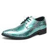 Model Runway Catwalk Leather Shoes Men's Personality Laser Dragon Scale Pattern Patent Leather Glossy Pointed Men's Shoes 48 Trendy Nightclub Shoes