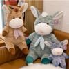 Adorable Brown Blue And Green Plush Donkey Stuffed Animal Soft Toy For Kids Gift