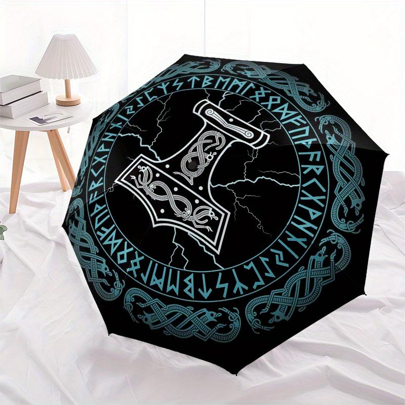 Thor's Hammer: Viking Symbol T-Shirt - Norse Mythology DesignUmbrella, Portable 3-Fold Umbrella for Men & Women,Christmas Gift ES154