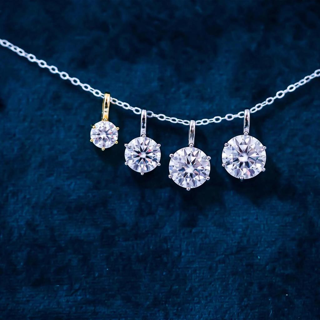 18k Gold Plated 925 Silver 1-3 Carat Solitaire Necklace 5mm 8mm D VVS1 Moissanite Pendant for Women GRA Certified Jewelry Gift