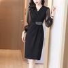 Платье-мешок во французском стиле Хепберн, женское, облегающее, высокого класса, темпераментное, в стиле вестерн, черная юбка