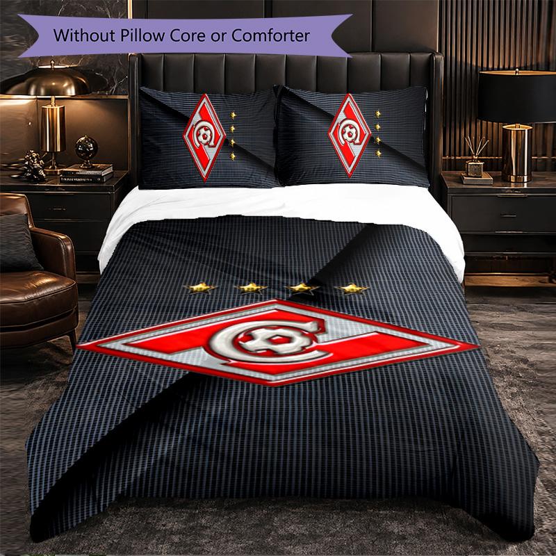 Spartak Moscow 3 Piece Bedding Set Soft Duvet Cover Set with Pillowcases Printed Bedroom Decor Set for Home