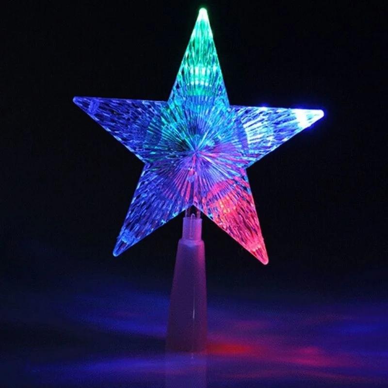 1PCS Color Changing Xmas Christmas Tree Topper Star Shiny Rotating Light Party LED Lamp Decoration