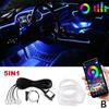6 In 1 Car Interior LED Ambient Light Strip 6M Fiber Optic Atmosphere Nelon Lighting Kit APP Remote Control Auto Decorative Lamp