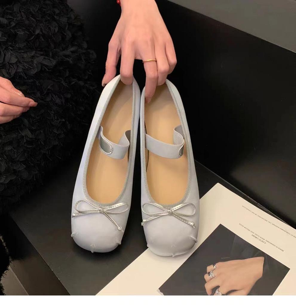 Fashionable and Comfortable Single Shoes Mary Jane Shoes Flat Pink Dancing Fairy Spring Retro Satin Silver