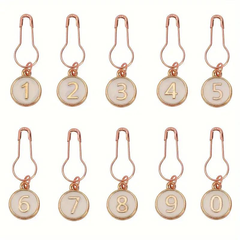 10-Pack Metal Sewing Supplies Organizer Enamel Numbered Embroidery Markers Crocheting Crochet and Knitting Tags Sewing Storage