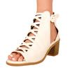 Womens/Ladies Reydah Criss-Cross PU Peep Toe Mid High Block Sandals