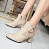 New Style Thick High-Heeled Pointed-Toe Slimming Ankle Boots for Women In Autumn and Winter