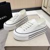 Two Wear Little White Shoes Women's Versatile New Summer Platform Canvas Shoes One Pedal Women's Shoes