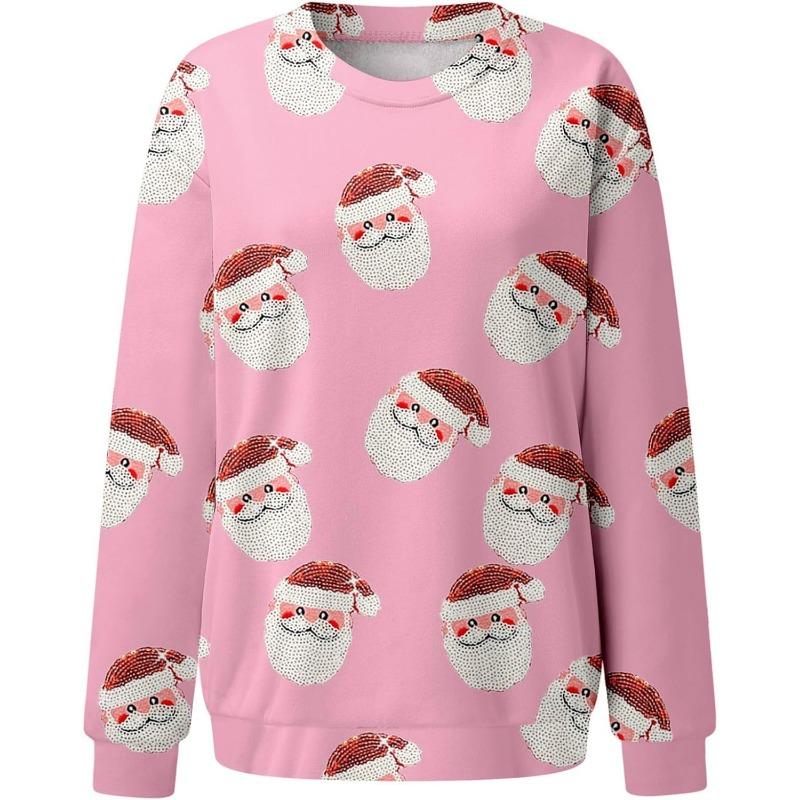 Рождественская женская толстовка с капюшоном с круглым вырезом и длинными рукавами для женщин Пуловеры и свитера с длинными рукавами (Женский)