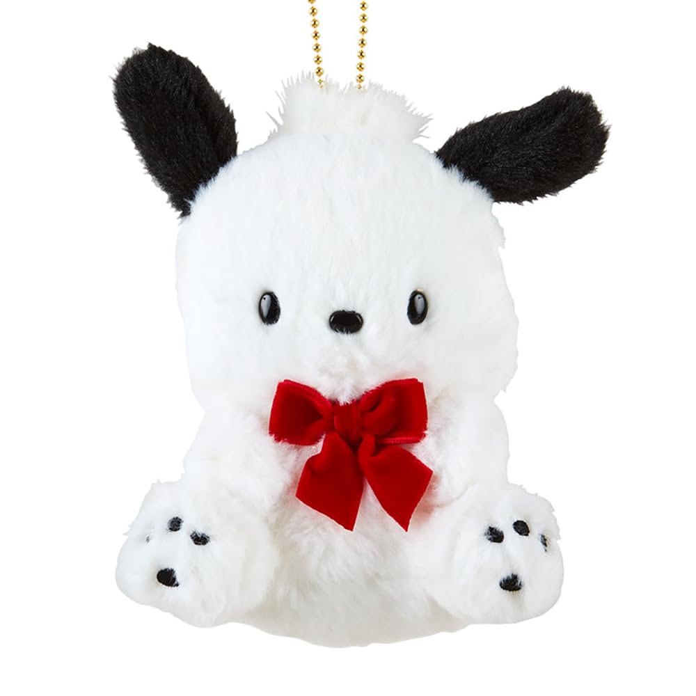 Sanrio Sanrio Pochacco Mascot Holder 35th Anniversary Red Ribbon Mascot Holder Pochacco Pochacco Pochacco Plush Toy Holder Stuffed Toy Keychain
