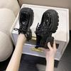 Одиночные туфли женские осень-зима 2025 новые британские ретро черные кожаные туфли маленькие туфли на платформе увеличивающие высоту маленькие мокасины