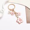 Alloy Cherry Blossom Keychain Enamel Coating Pearl Drop Keyring Sakura Keychain  Car Key Accessory