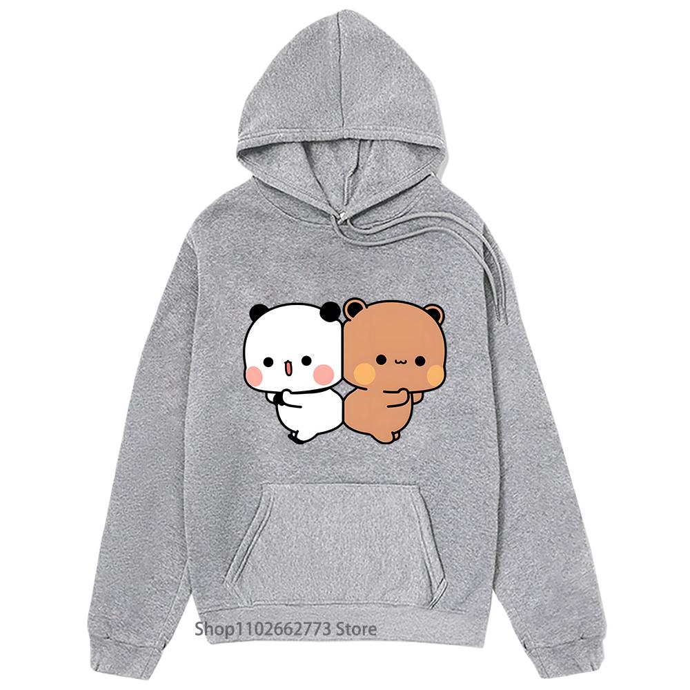 Толстовки Bubu Dudu Kawaii Bubu Dudu Графические толстовки Милая одежда с изображением медведя панды Мультфильмы Женщины Повседневный Забавный корейский пуловер