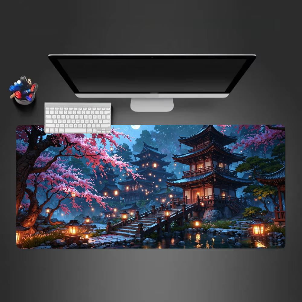 Sakura Scenery Mouse Pad Large Antislip Rubber Gaming Mousepad Durable Thick Seam Edge Suitable For Office And Gaming Desk Mats