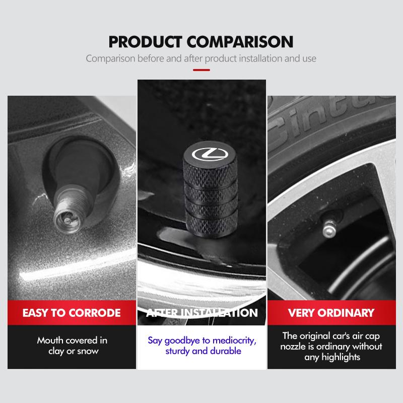 Interior Stickers 4pcs Car Wheel Tire Air Valve Cap Stem Dustproof Cap Cover For Lexus IS350 ES350 IS250 IS460 IS220h IS300 LX57 MY3