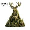 Forest Animal Guardian Statue Woodland Spirit Garden Stake, Yard Decor, 3D Rustic Cottage Accents for Fairy Patio Planter & Outdoor Display