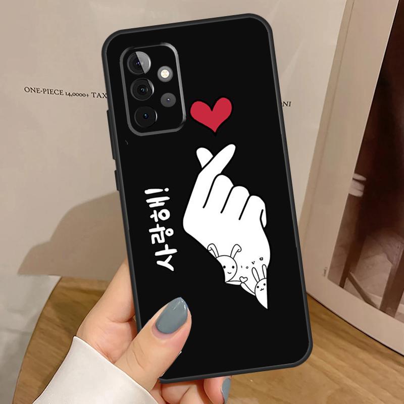Чехол Kpop Пальцевое Сердце для Samsung Galaxy A15 A16 A17 A26 A36 A56 A55 A35 A52 A32 A12 A53 A33 A13 A14 A34 A54