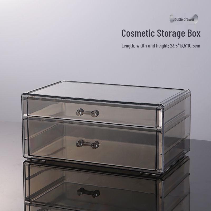 Multi-layer Transparent Acrylic Cosmetic Storage Box with Lipstick Holder