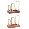 Stable Cutting Board Storage Rack Wood Base Wood Metal Cookware Holder Pots Pan Lids Rack  Kitchen