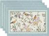 Винтажные Птицы Набор из 4 салфеток под тарелку William Morris Цветочные Птицы 12x18 дюймов Лен Моющиеся Кухонный стол Салфетки под тарелку