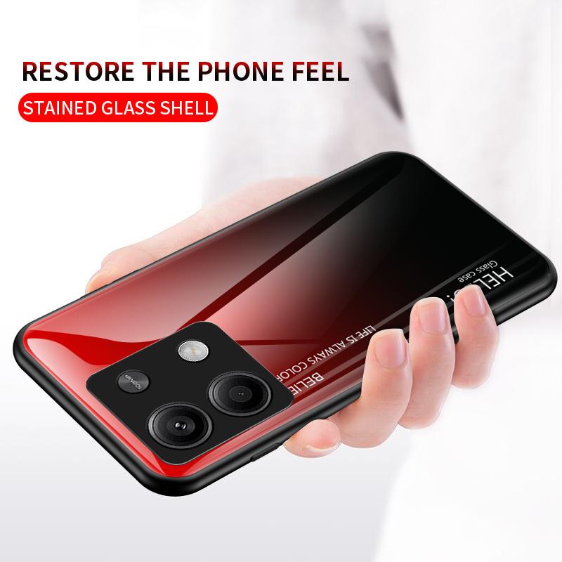 For Xiaomi Redmi Note 13 Note13 Pro+ 5G Case Gradient Aurora Tempered Glass Soft Frame Back Cover Phone Case