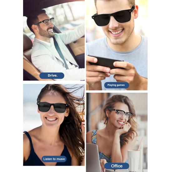 Умные очки с открытым ухом, звук, микрофон, динамик, голосовой помощник, звонки в режиме громкой связи, шумоподавление, мужские, женские, совместимые с Bluetooth, аудио, очки с камерой