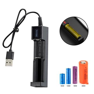Универсальное USB-зарядное устройство для аккумуляторов, 1 слот, светодиодный умный адаптер для зарядки, для перезаряжаемых аккумуляторов Li-ion 18650 26650 14500 18500 16650
