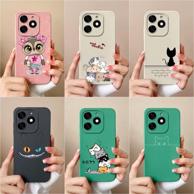 Задняя крышка для Itel A70 P55 5G Tecno Spark 20C Go 2024 Hot 40i Чехол Cute Owl Cat Противоударный мягкий жидкий силиконовый чехол для телефона Высококачественный корпус Капа
